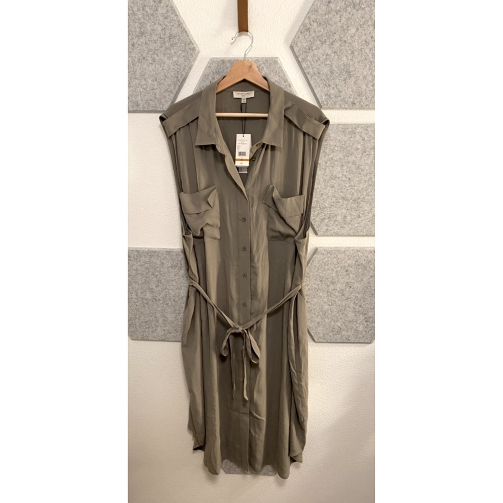 3X NWT Habitual Button Up Tie Army Fall Green Dress Plus Size Curvy